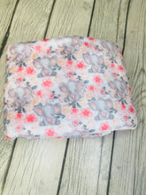 Load image into Gallery viewer, Ready to Ship Minky  Elephants Floral Animal makes great blankets, towels, and more.