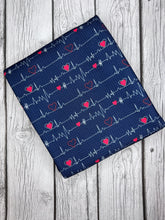 Load image into Gallery viewer, Pre-Order Bullet, DBP, Velvet and Rib Knit fabric Heartbeat Medical Career w/Black makes great bows, head wraps, bummies, and more.