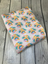 Load image into Gallery viewer, Ready to Ship DBP Fabric Summer Vibes Rainbow Title Season makes great bows, head wraps, bummies, and more.