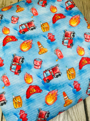 Pre-Order Blue Firefighter Truck Career Boys Print Bullet, DBP, Rib Knit, Cotton Lycra + other fabrics