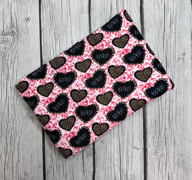 Pre-Order Bullet, DBP, Velvet and Rib Knit fabric XOXO Cheetah Valentine Shapes Paint Splat makes great bows, head wraps, bummies, and more.