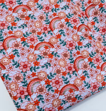 Load image into Gallery viewer, Ready to Ship Bullet fabric Boho Rainbow Sunshine Floral Seasons makes great bows, head wraps, bummies, and more.