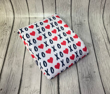 Load image into Gallery viewer, Pre-Order Bullet, DBP, Velvet and Rib Knit fabric XOXO Hearts Valentine Shapes makes great bows, head wraps, bummies, and more.