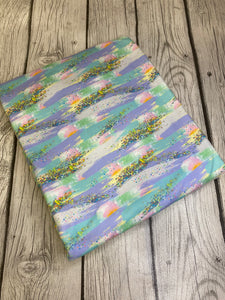 Ready to Ship DBP Fabric Mermaid Pastel Brushstrokes w/Faux Glitter Girl Print makes great bows, head wraps, bummies, and more.