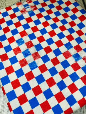 Ready to Ship Distressed Blue & Red Vans Inspired Fourth of July Checkered Shapes makes great bows, head wraps, bummies, and more.