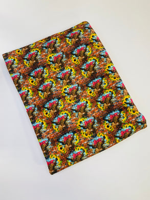 Pre-Cut Bullet Fabric Strips Highland Cow w/Red Bandana Animals Western for headwraps, bows on nylons or clips 5.5-6x60