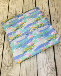 Pre-Order Mermaid Pastel Brushstrokes w/Faux Glitter Girl Print Bullet, DBP, Rib Knit, Cotton Lycra + other fabrics
