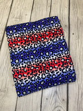 Load image into Gallery viewer, Pre-Order Bright &amp; Red Blue Fourth of July Cheetah Animals Bullet, DBP, Rib Knit, Cotton Lycra + other fabrics