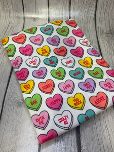 Ready to Ship Rib Knit Conversation Hearts Valentine Food Shapes makes great bows, head wraps,  bummies, and more.