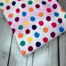 Load image into Gallery viewer, Ready to Ship Bullet Fiesta Polka Dots Shapes makes great bows, head wraps, bummies, and more.