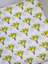 Load image into Gallery viewer, Ready to Ship Bullet Vintage Sunflower Floral Boho Skull Western makes great bows, head wraps, bummies, and more.