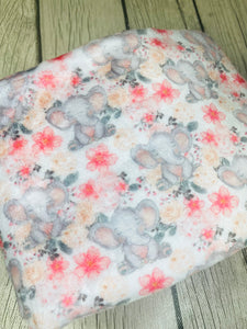 Ready to Ship Minky  Elephants Floral Animal makes great blankets, towels, and more.