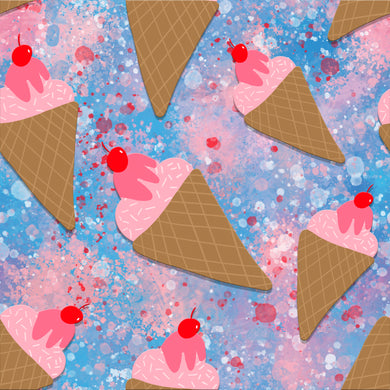 Pre-Order Bullet, DBP, Velvet and Rib Knit fabric Classic Ice Cream Cone Food Paint Splat makes great bows, head wraps, bummies, and more.
