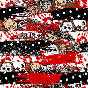 Pre-Order Halloween Horror Character Brushstrokes Bullet, DBP, Rib Knit, Cotton Lycra + other fabrics